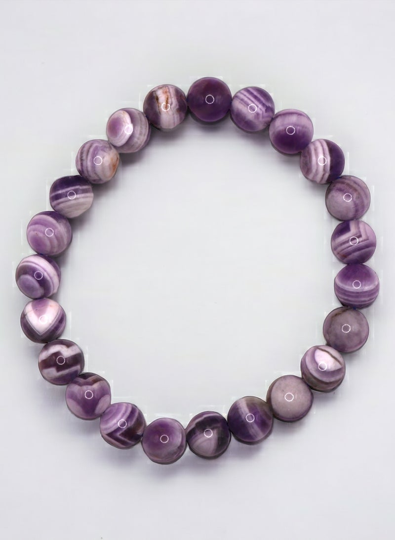 HADIGEMS 8mm High Quality Chevron Amethyst Strech Bracelet - Image 4