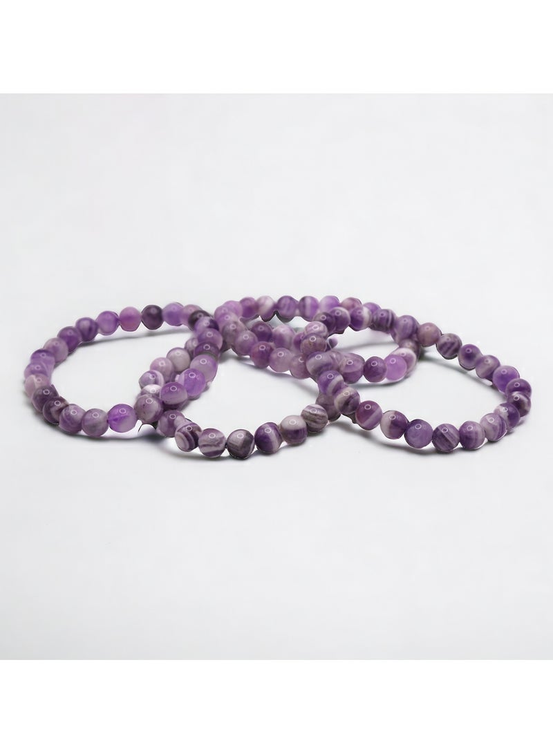 HADIGEMS 8mm High Quality Chevron Amethyst Strech Bracelet - Image 5