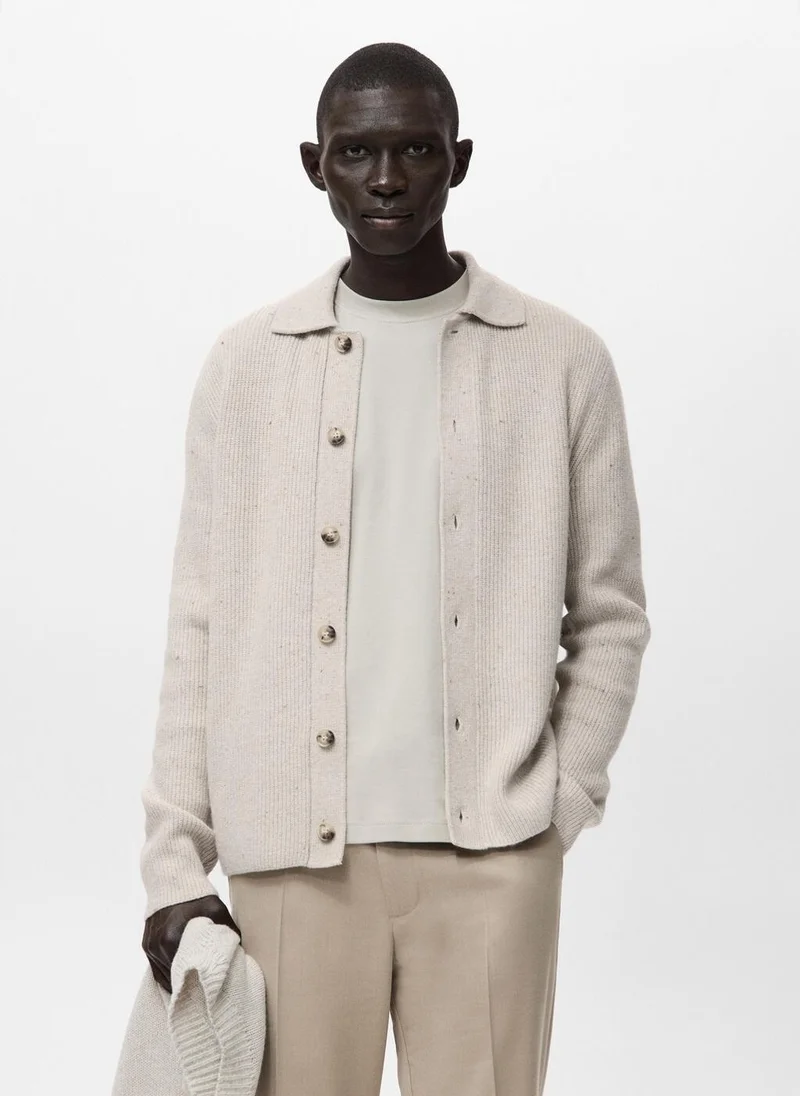 Mango Man Ribbed knit cardigan