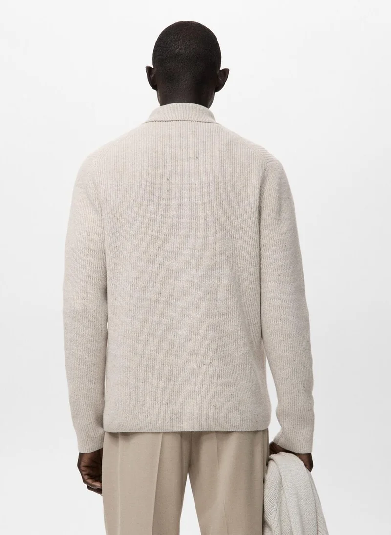 Mango Man Ribbed knit cardigan