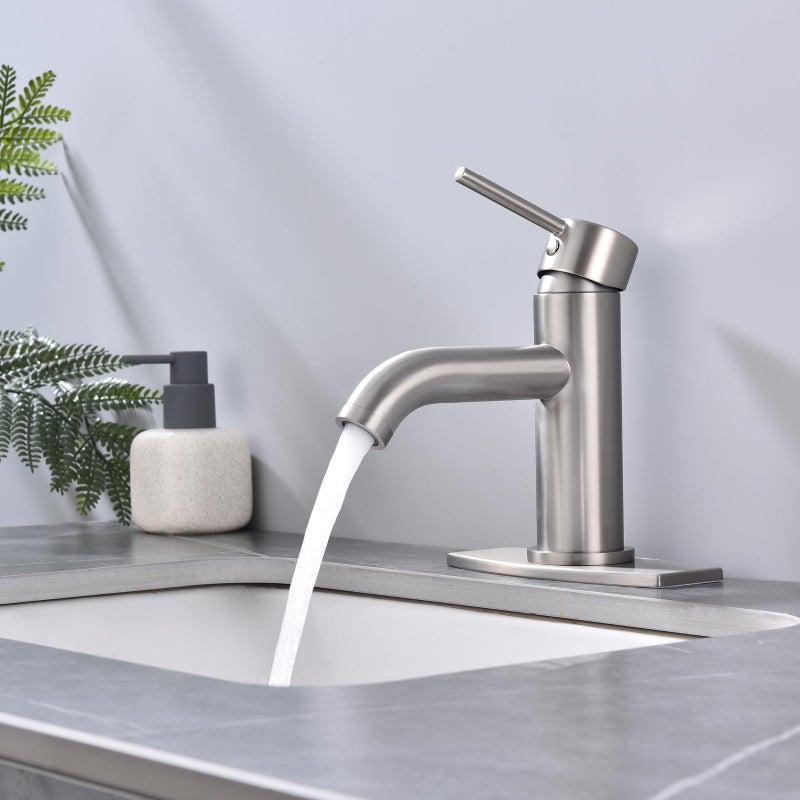 JAKARDA Single Handle Bathroom Faucet with Metal Drain Assembly and Escutcheon, Brushed Nickel - Image 4