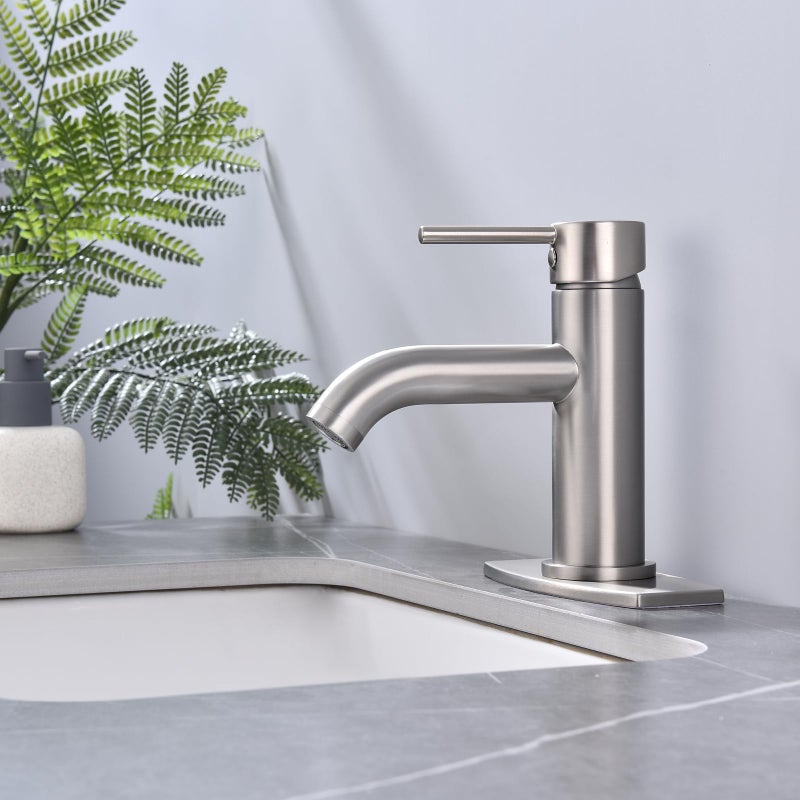 JAKARDA Single Handle Bathroom Faucet with Metal Drain Assembly and Escutcheon, Brushed Nickel - Image 2