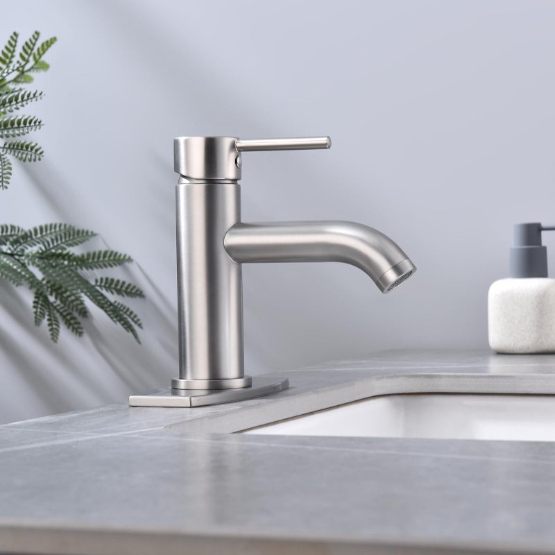 JAKARDA Single Handle Bathroom Faucet with Metal Drain Assembly and Escutcheon, Brushed Nickel - Image 5