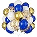 Isndare Balloons Royal Blue White Gold Balloons for Graduation Decorations Metallic Chrome Gold Confetti 12inch Dark Deep Blue White Latex Balloon for Birthday Party Anniversary Baby Shower - Image 3