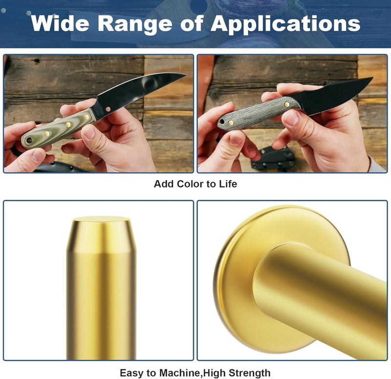 SuperDi Living house For Cutlery Rivets 5/16" x 5/8" Knife Making Handle Pins Brass 12 sets - Image 3