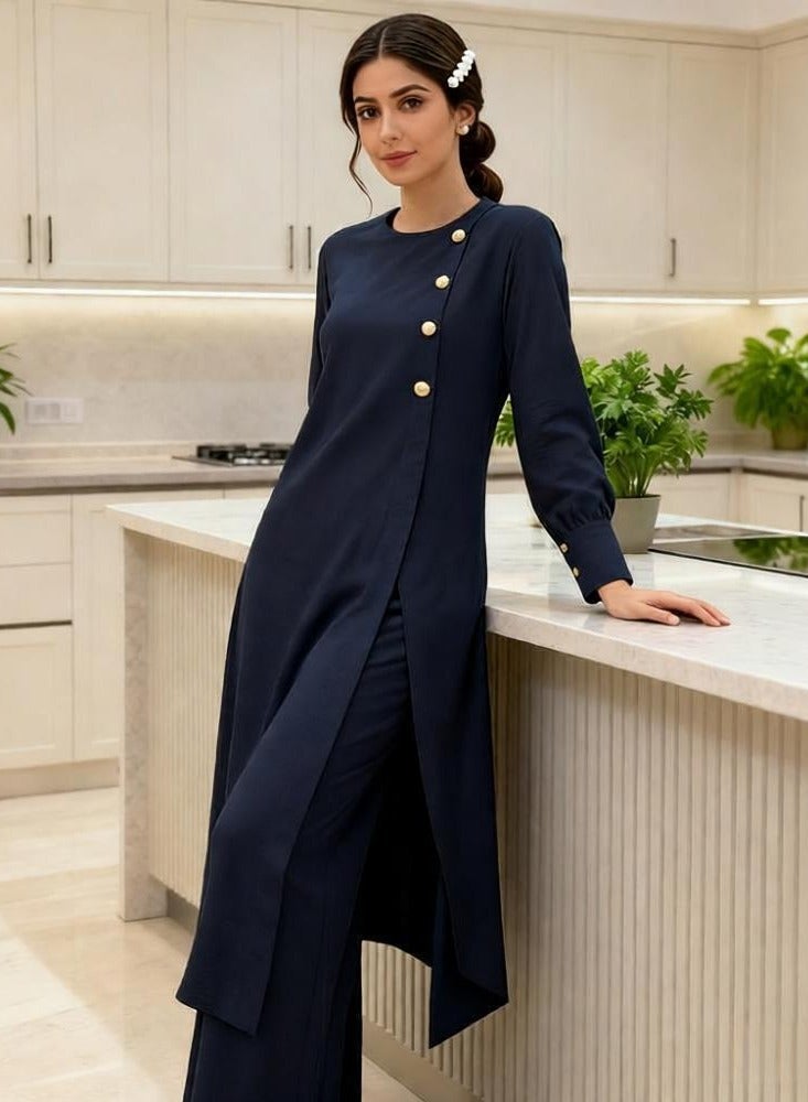 Dubai Style 2 Piece Abaya Set for Women, Muslim Islamic Long Sleeve Loose Top and Pants Matching Set, Elegant Casual Wear for Daily & Occasion ﻿ - Image 1