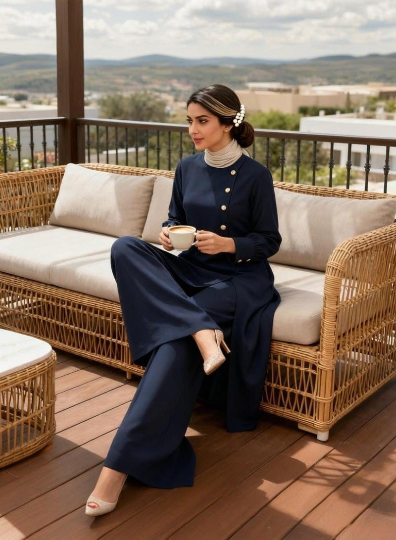 Dubai Style 2 Piece Abaya Set for Women, Muslim Islamic Long Sleeve Loose Top and Pants Matching Set, Elegant Casual Wear for Daily & Occasion ﻿ - Image 2