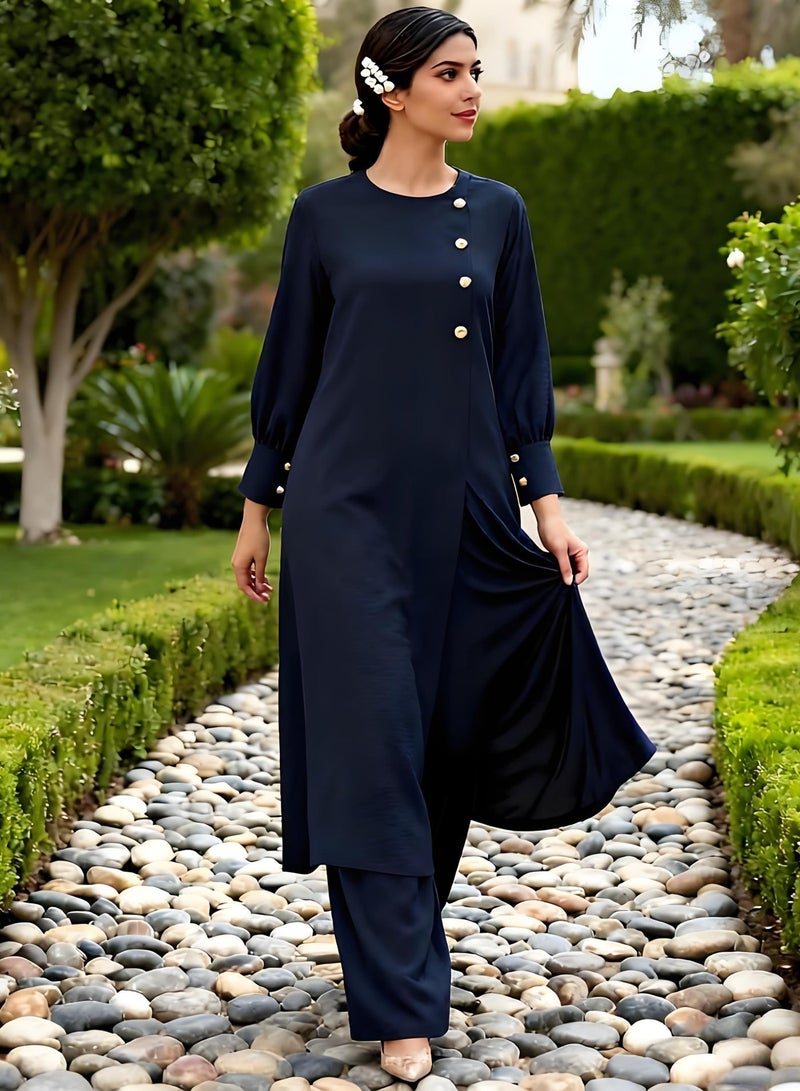 Dubai Style 2 Piece Abaya Set for Women, Muslim Islamic Long Sleeve Loose Top and Pants Matching Set, Elegant Casual Wear for Daily & Occasion ﻿ - Image 3