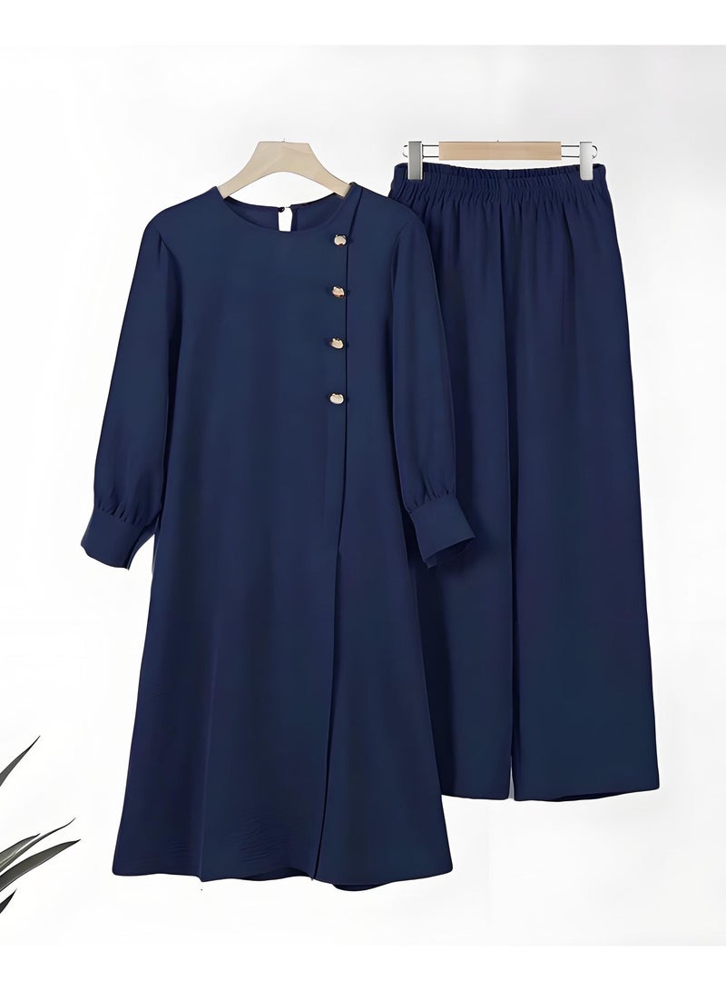 Dubai Style 2 Piece Abaya Set for Women, Muslim Islamic Long Sleeve Loose Top and Pants Matching Set, Elegant Casual Wear for Daily & Occasion ﻿ - Image 4