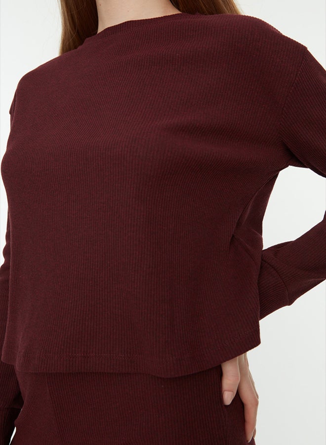 trendyol Burgundy Corduroy Knitted Pajamas Set  - Image 5