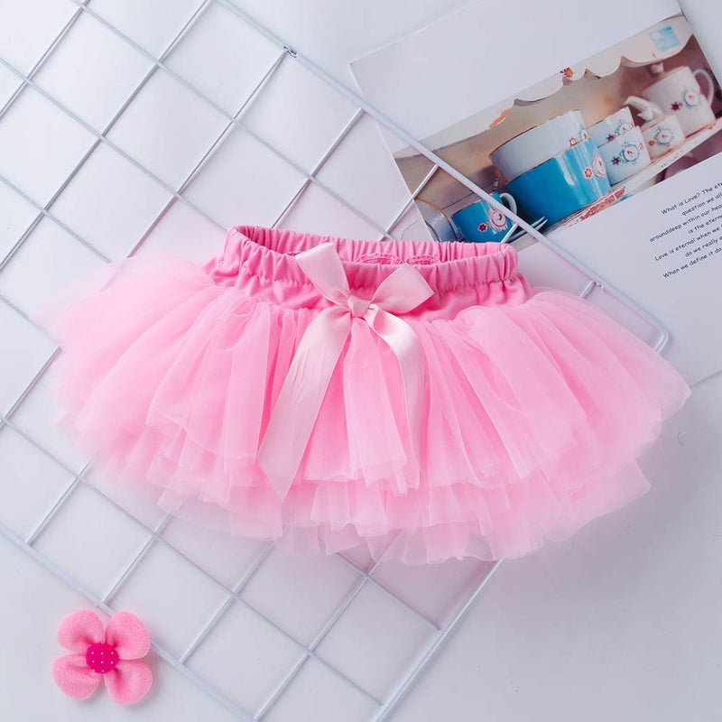 Anbaby Baby Girls Soft Tutu Skirt Toddler Ruffled Pants Diaper Cover Pink 12-24M - Image 3
