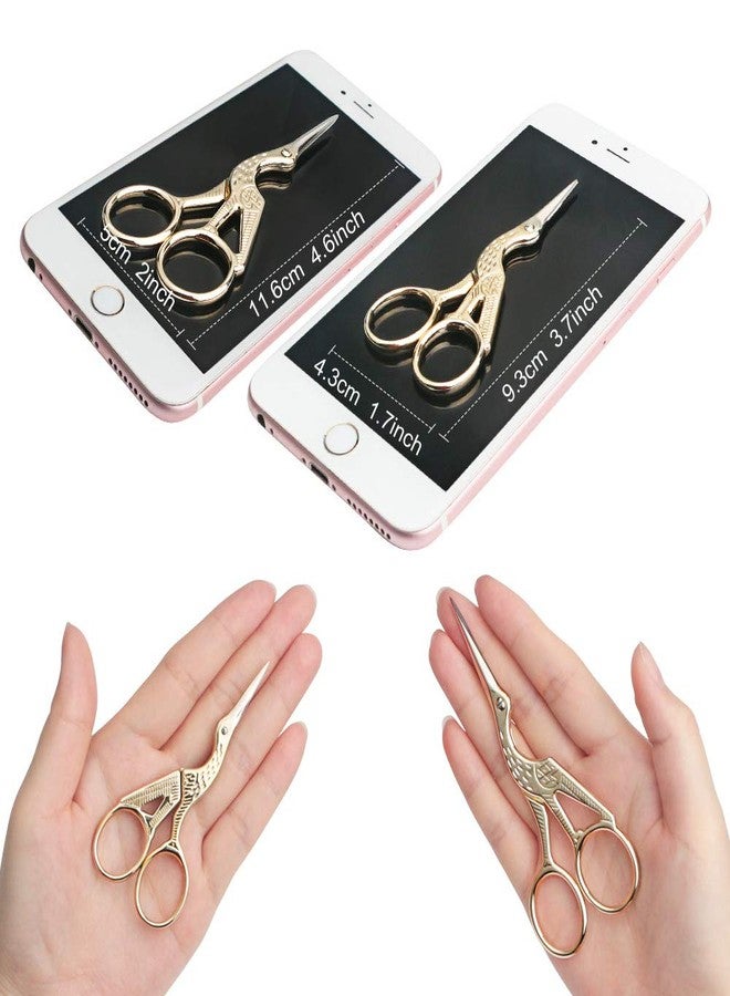 YAZEMKEL Embroidery Scissors, Stork Scissors for Sewing, Craft, Art Work & Everyday Use, Stainless Steel, 2Pcs, 4.6 inch and 3.7 inch, Gold - Image 3