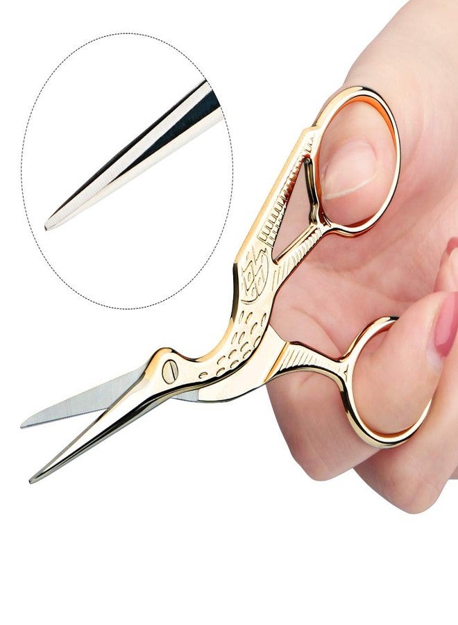 YAZEMKEL Embroidery Scissors, Stork Scissors for Sewing, Craft, Art Work & Everyday Use, Stainless Steel, 2Pcs, 4.6 inch and 3.7 inch, Gold - Image 4