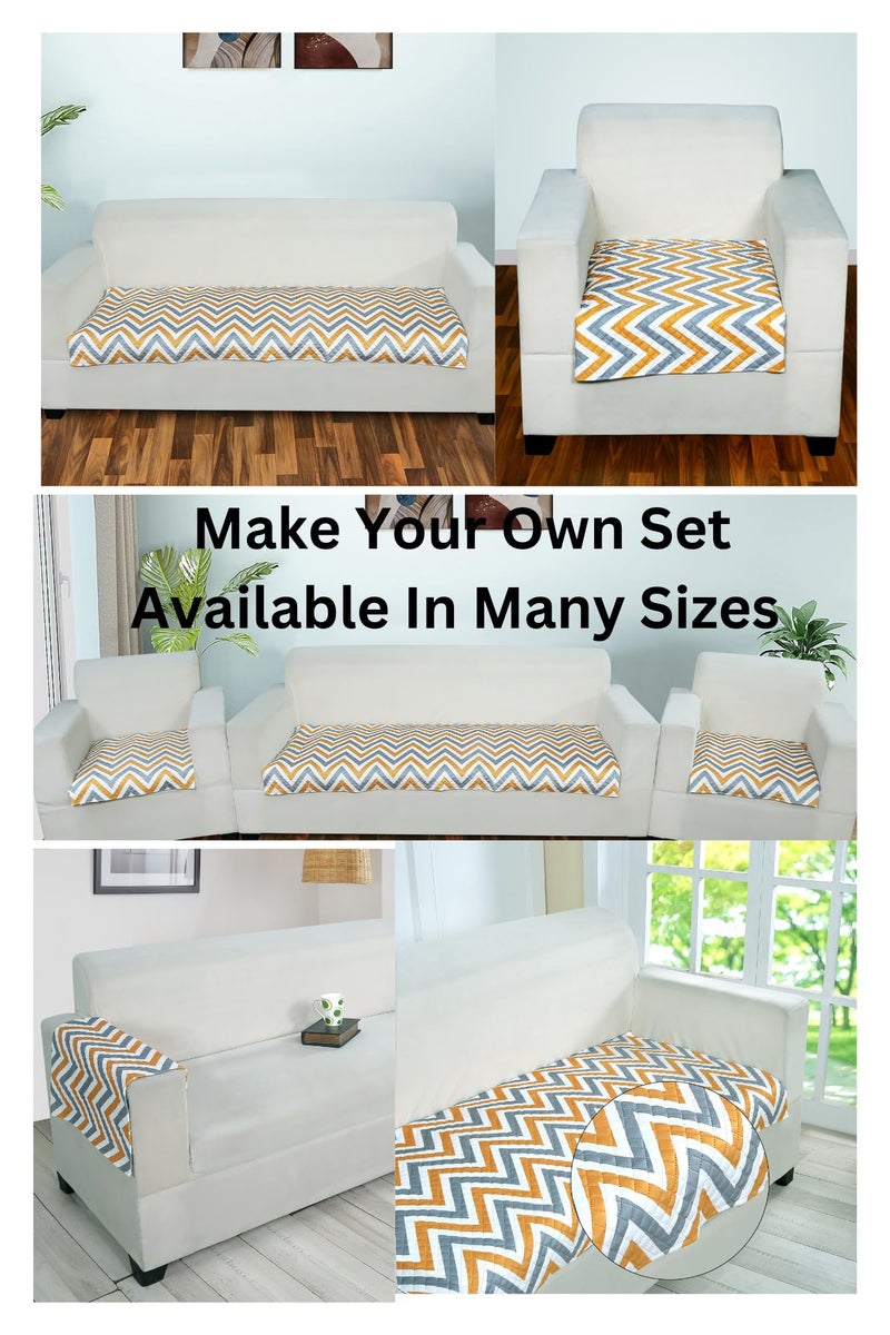 AMAZE ATTIRES Printed Sofa seat Cover for 3 Seater with Heavy Antiskid Backing & Easily Machine Washable Sofa seat Runner for Couch or Home Living Area (27 X 72 Inches) Yellow Zigzag Print - Image 3