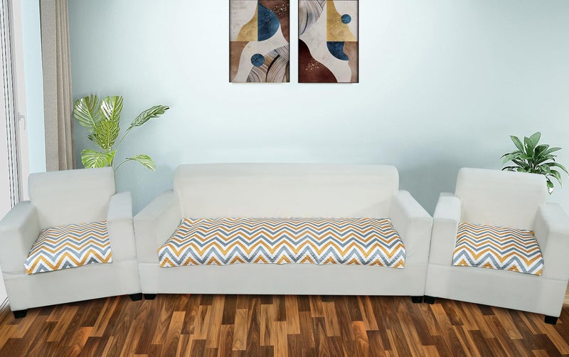 AMAZE ATTIRES Printed Sofa seat Cover for 3 Seater with Heavy Antiskid Backing & Easily Machine Washable Sofa seat Runner for Couch or Home Living Area (27 X 72 Inches) Yellow Zigzag Print - Image 4