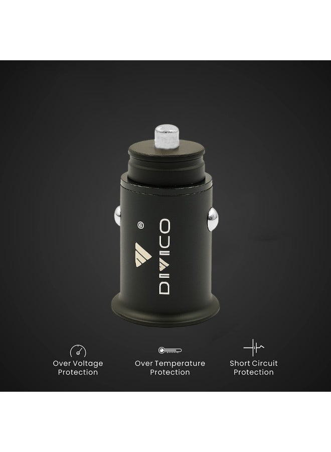 DIVICO 2.4A Dual USB Car Charger, Fast Charging Metal Mini Adapter for Phones, Tablets, Earbuds, GPS, Universal 12V–24V Vehicle Charger with Overheat & Overcharge Protection - A3004 - Image 1