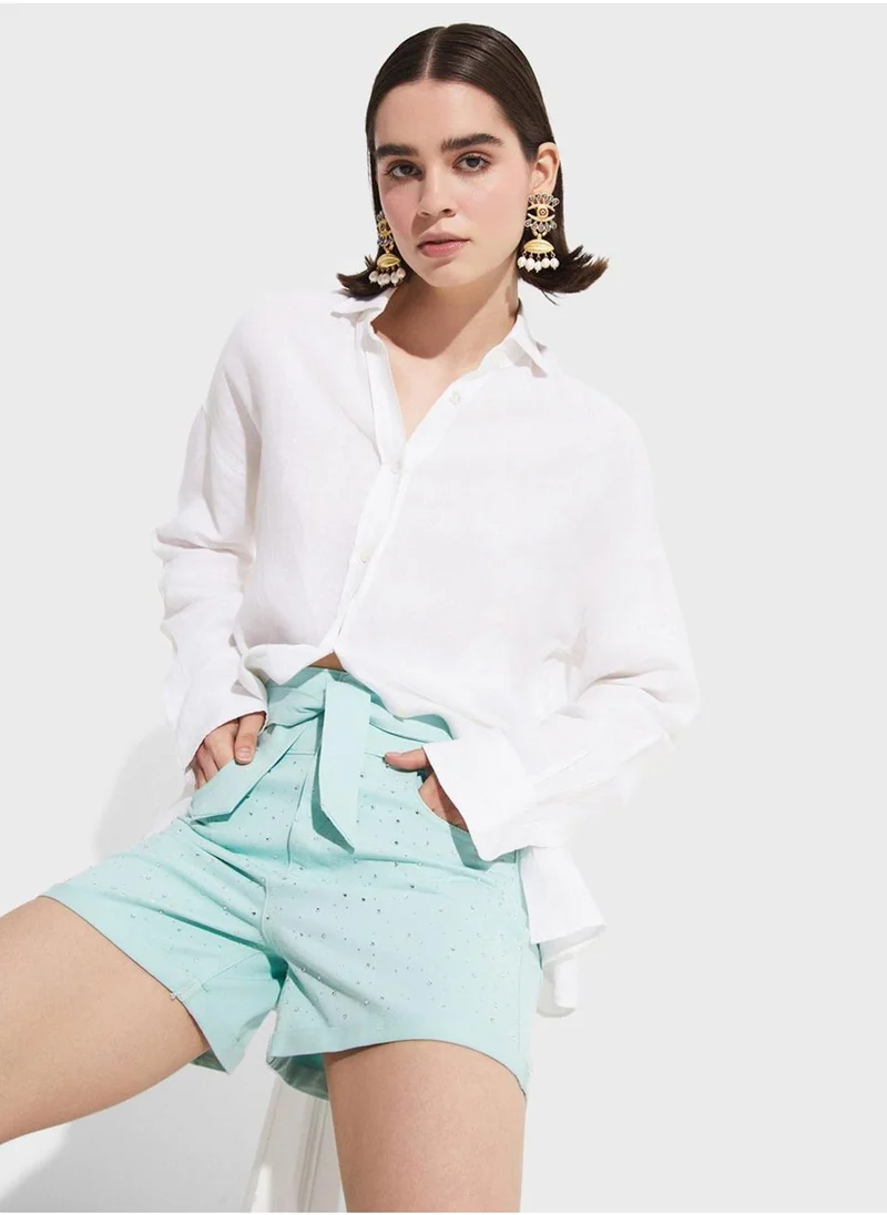 جون Tie Detail Shorts