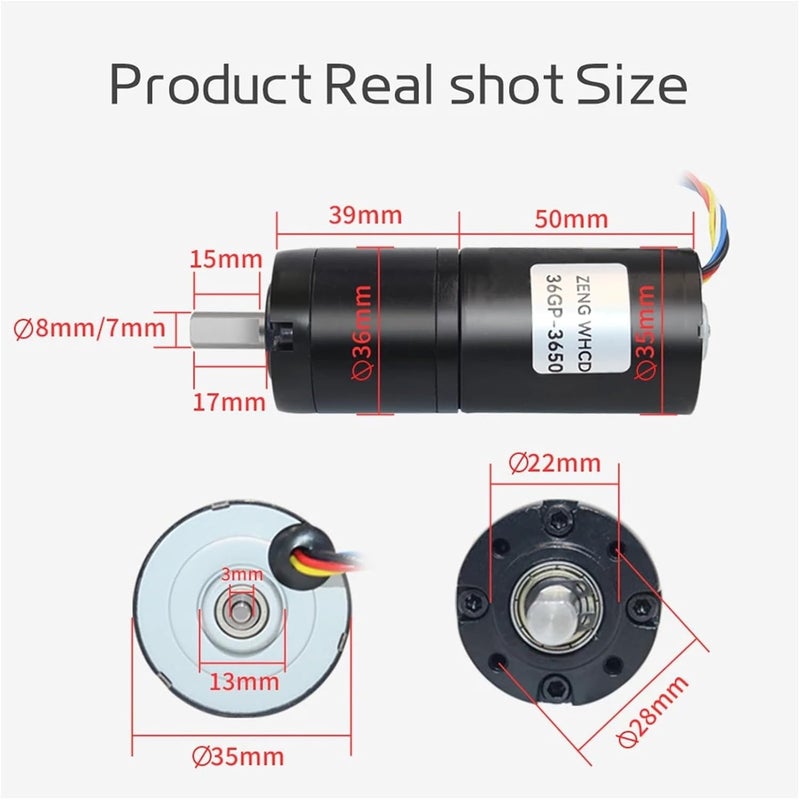 محرك تروس بلانيتاري بدون فرش تيار مستمر 12 فولت 24 فولت عزم دوران عالي دوران أمامي وعكسي 1544 دورة في الدقيقة - Image 5