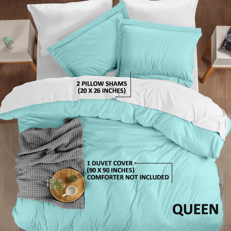Utopia Bedding Duvet Cover Queen Size - 1 Duvet Cover with 2 Pillow Shams - 3 Pieces Bedding Duvet Cover with Zipper Closure - Soft Brushed Microfiber, 90 X 90 Inches (Queen, Spa Blue) - Image 2