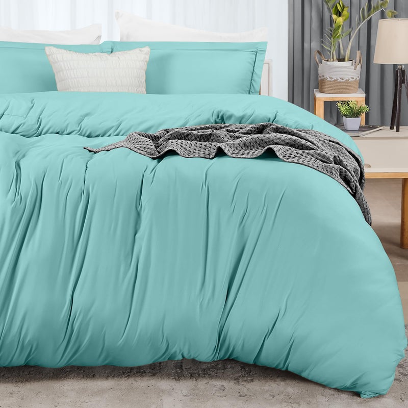 Utopia Bedding Duvet Cover Queen Size - 1 Duvet Cover with 2 Pillow Shams - 3 Pieces Bedding Duvet Cover with Zipper Closure - Soft Brushed Microfiber, 90 X 90 Inches (Queen, Spa Blue) - Image 4