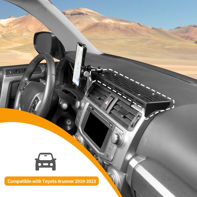 Hoolcar for 4runner Center Console Extension Holder Mount Metal Heavy-Duty Dashboard Mounting Bracket Fits for 2010-2025 Toyota 4runner Interior Accessories, Black, 2PCs - Image 3