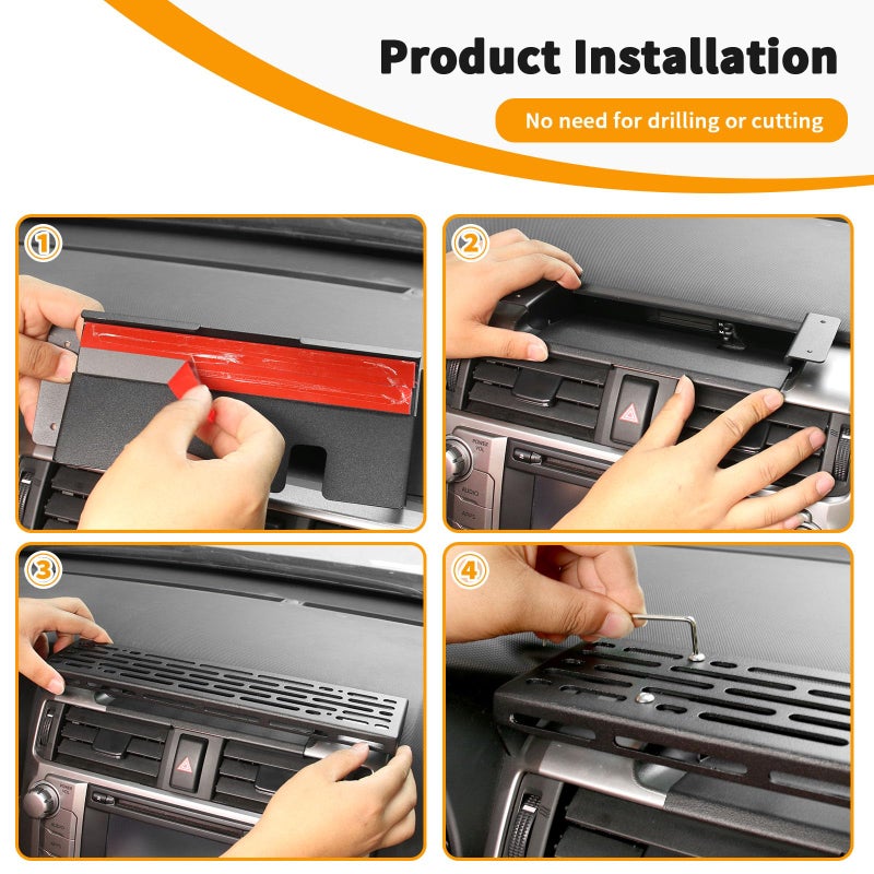 Hoolcar for 4runner Center Console Extension Holder Mount Metal Heavy-Duty Dashboard Mounting Bracket Fits for 2010-2025 Toyota 4runner Interior Accessories, Black, 2PCs - Image 5