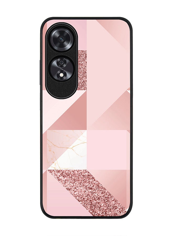 Stylizedd Rugged Black edge case for Oppo A60, Slim fit Soft Case Flexible Rubber Edges Anti Drop TPU Gel Thin Cover -  Marble Pink Geometric - Image 1