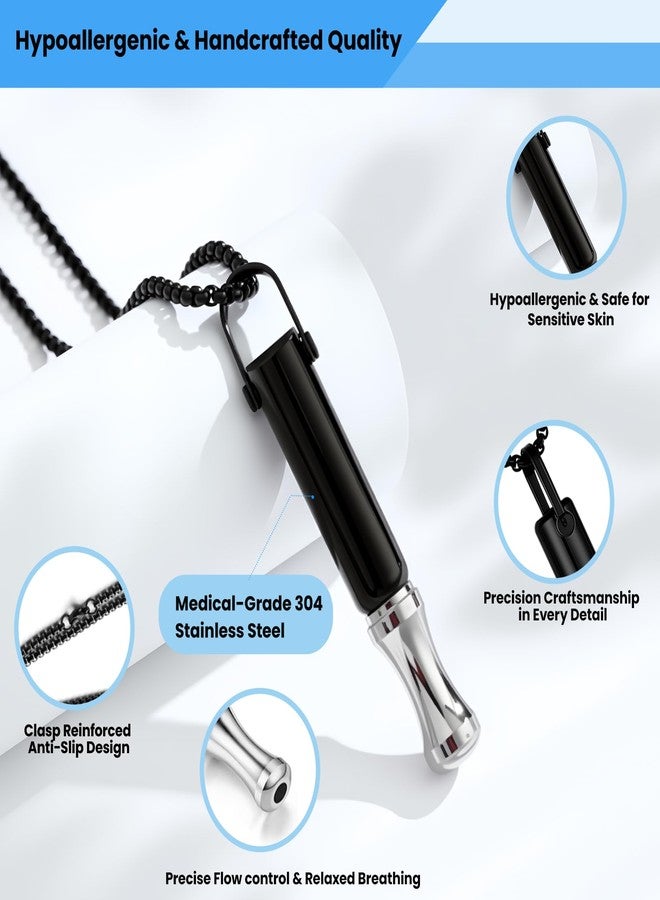 Pixibond Mindfulness Breathing Necklace Stress Relief Anxiety Breathe Necklace Stainless Steel Pendant with Cotton Core, Quit Smoking Aids Fidget Necklace Christmas Birthday Gifts for Woman Men Dad Husband - Image 2