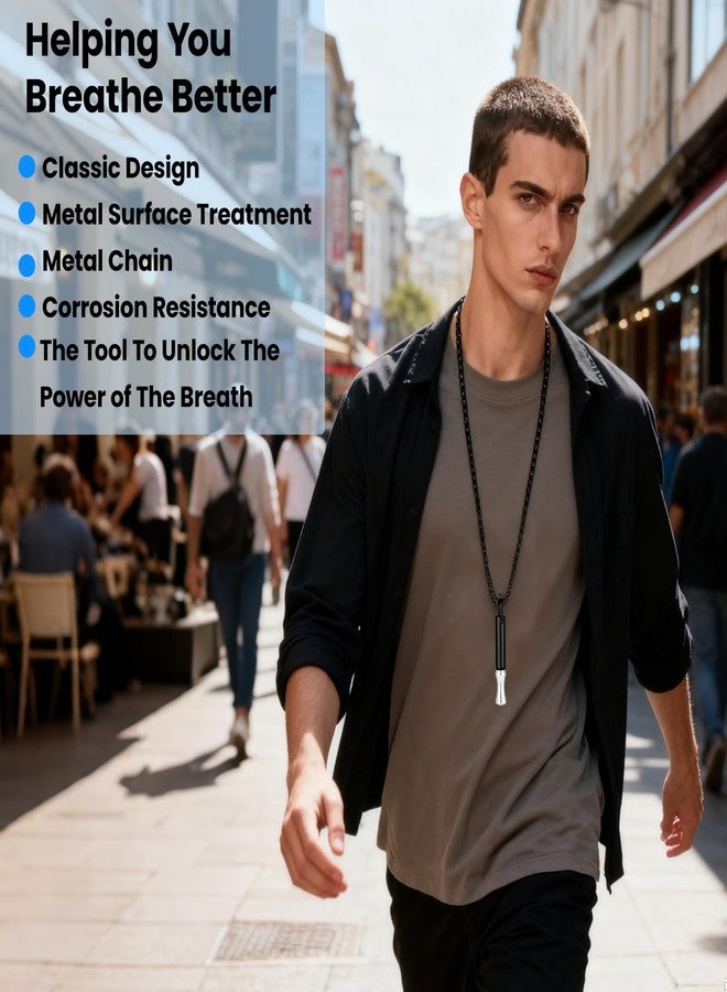Pixibond Mindfulness Breathing Necklace Stress Relief Anxiety Breathe Necklace Stainless Steel Pendant with Cotton Core, Quit Smoking Aids Fidget Necklace Christmas Birthday Gifts for Woman Men Dad Husband - Image 3
