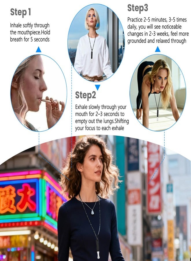 Pixibond Mindfulness Breathing Necklace Stress Relief Anxiety Breathe Necklace Stainless Steel Pendant with Cotton Core, Quit Smoking Aids Fidget Necklace Christmas Birthday Gifts for Woman Men Dad Husband - Image 4