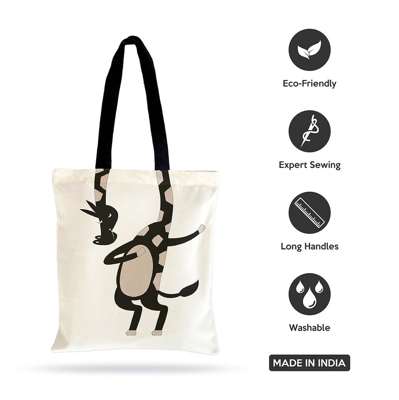Ecotribe Fashionable Design Tote Bags Women Shoulder Bag-Printed Silhoutte Cotton Bag-Zipper-Ecofriendly Travel Bag-Pack of 2 - Image 4