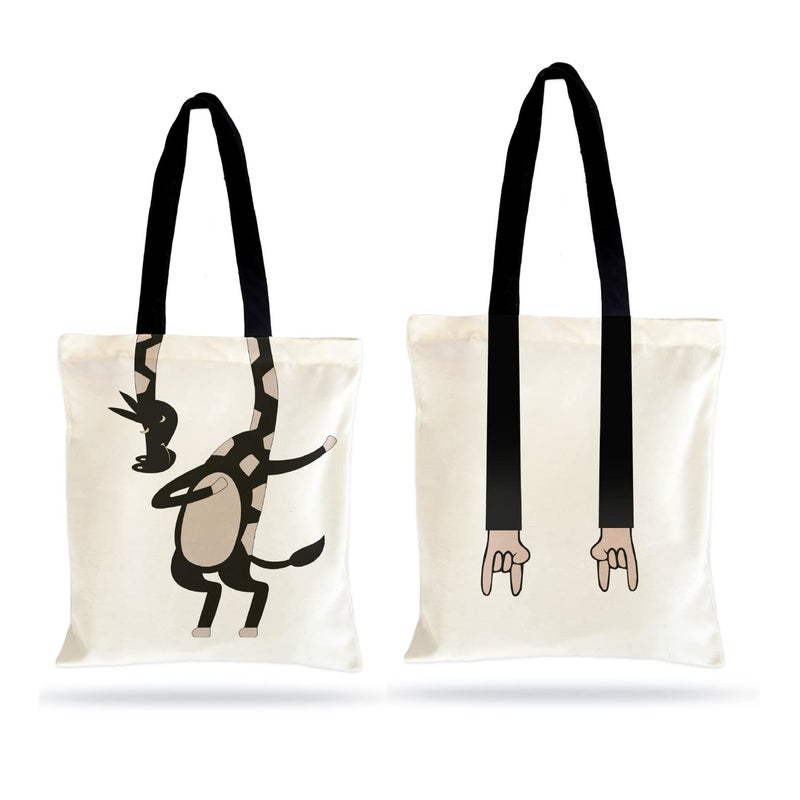 Ecotribe Fashionable Design Tote Bags Women Shoulder Bag-Printed Silhoutte Cotton Bag-Zipper-Ecofriendly Travel Bag-Pack of 2 - Image 1