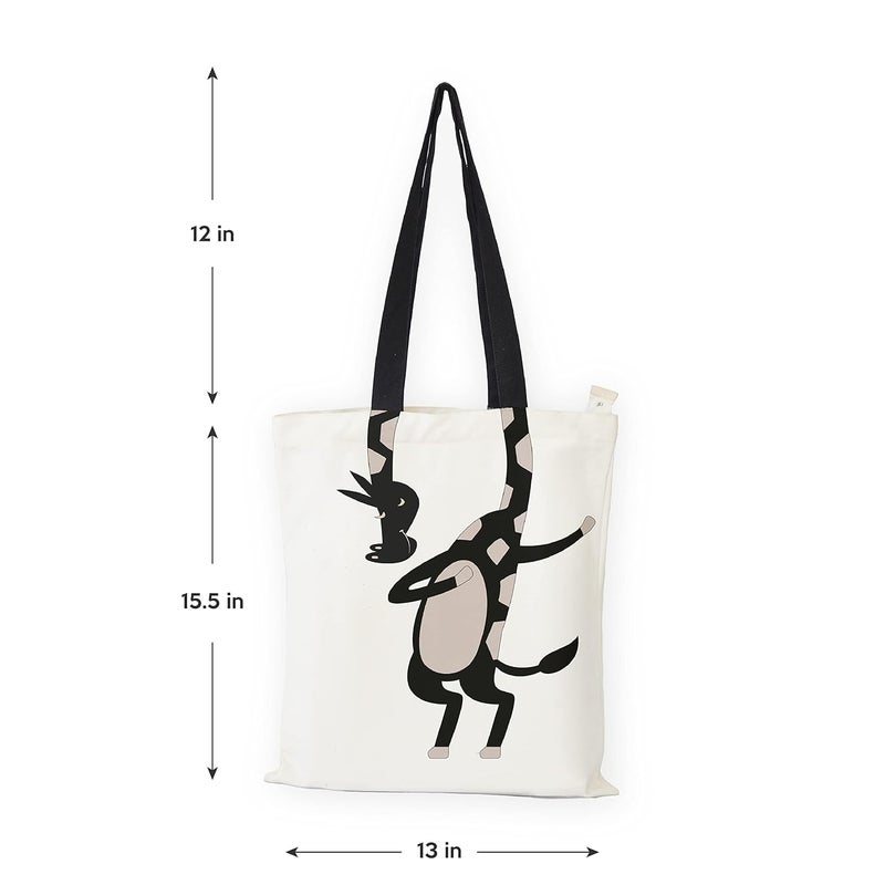 Ecotribe Fashionable Design Tote Bags Women Shoulder Bag-Printed Silhoutte Cotton Bag-Zipper-Ecofriendly Travel Bag-Pack of 2 - Image 5