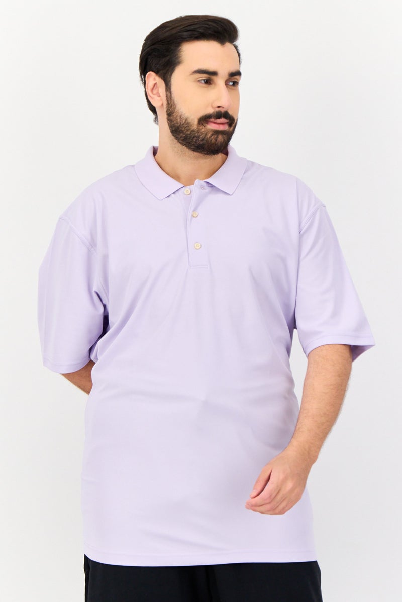 Greg Norman Men Sportswear Fit Short Sleeves Outdoor Polo Shirt, Lavender  - Image 1