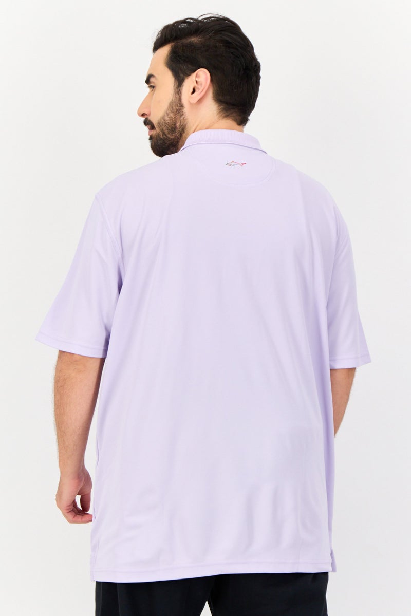 Greg Norman Men Sportswear Fit Short Sleeves Outdoor Polo Shirt, Lavender  - Image 3