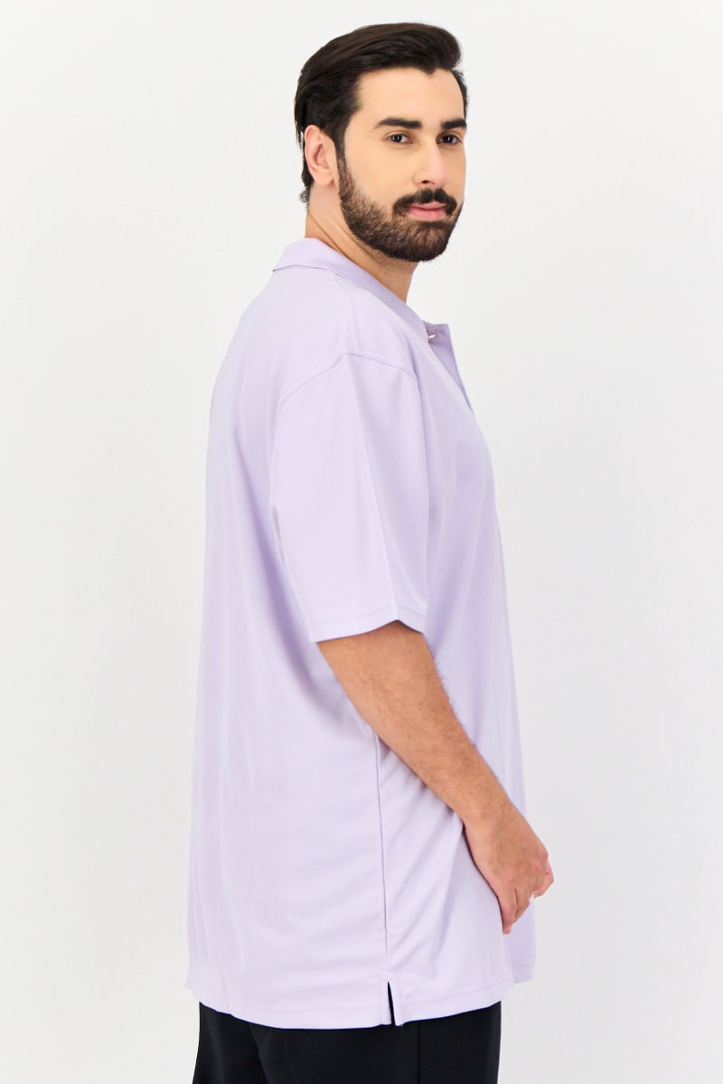 Greg Norman Men Sportswear Fit Short Sleeves Outdoor Polo Shirt, Lavender  - Image 2