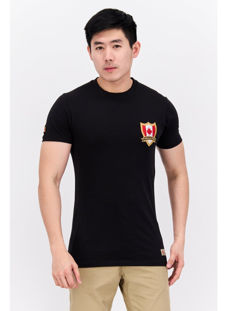 Canadian Peak - Men Crew Neck Short Sleeve Embroidered Logo T-Shirt, Black - Image 1