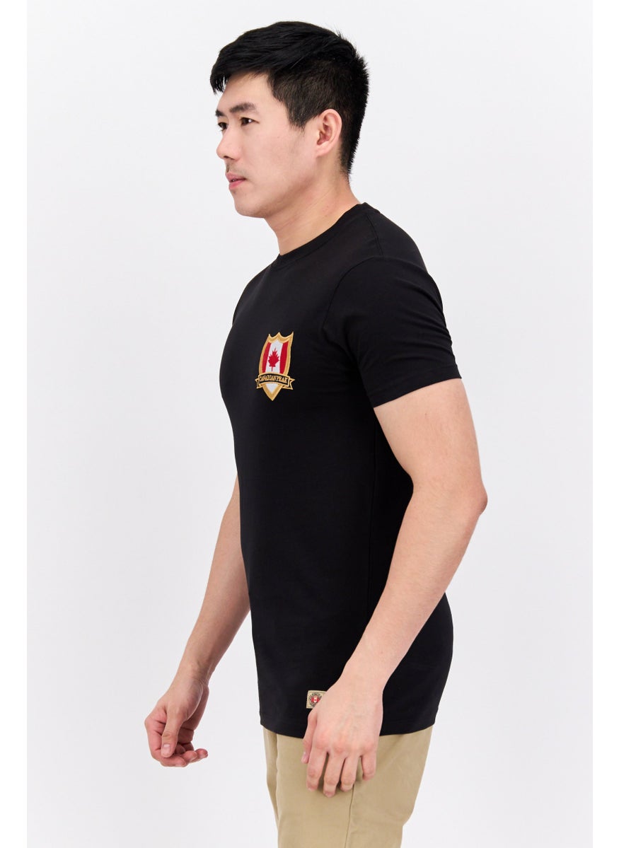 Canadian Peak - Men Crew Neck Short Sleeve Embroidered Logo T-Shirt, Black - Image 1