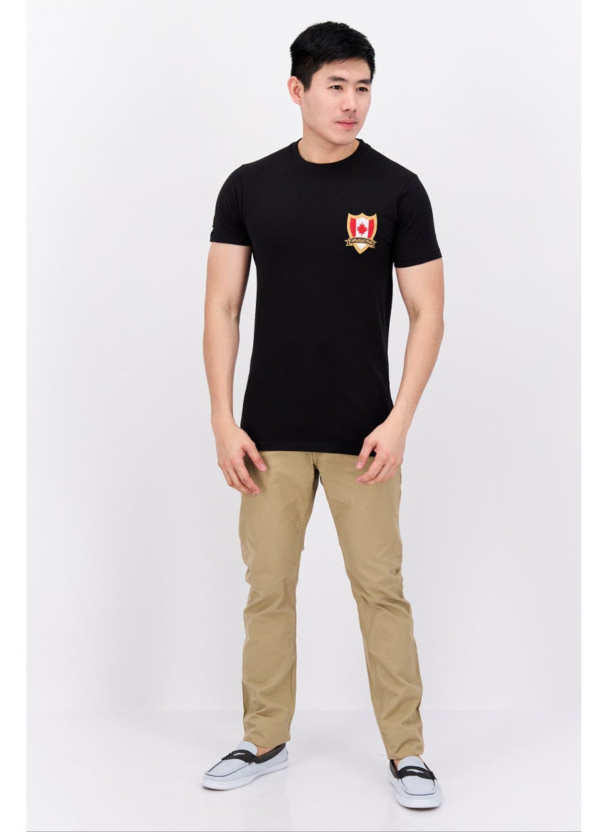 Canadian Peak - Men Crew Neck Short Sleeve Embroidered Logo T-Shirt, Black - Image 1