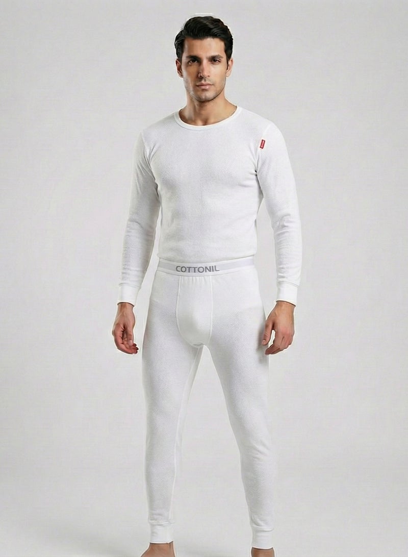 كوتونيل قطونيل طقم شتوي رجالي من قطعتين خامة قطن ليكرا فانلة بكم و بنطلون استريتش - Image 1