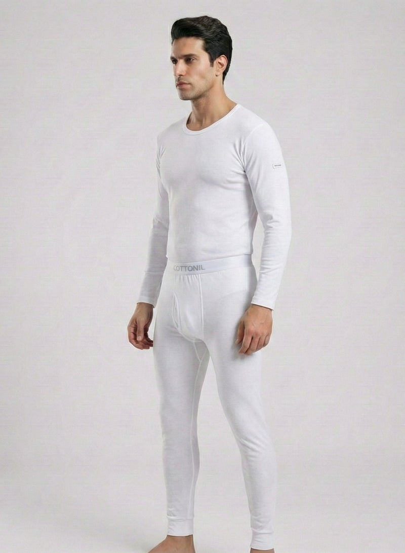 كوتونيل قطونيل طقم شتوي رجالي من قطعتين خامة قطن ليكرا فانلة بكم و بنطلون استريتش - Image 2