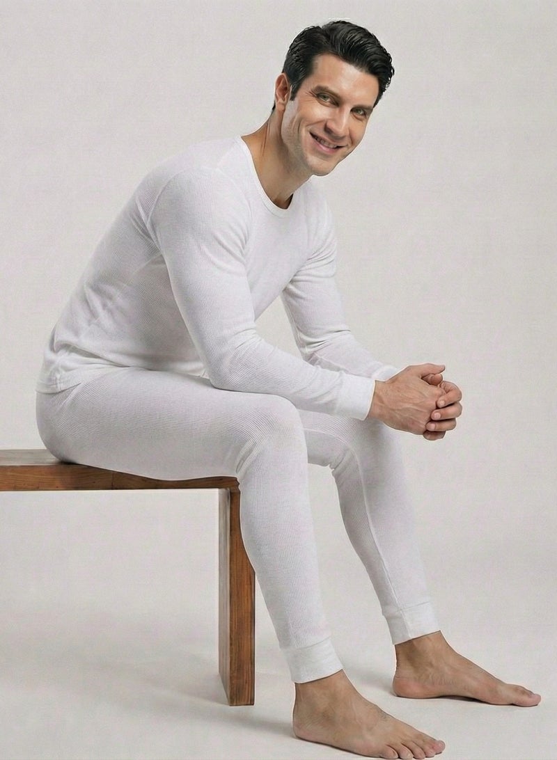 كوتونيل قطونيل طقم شتوي رجالي من قطعتين خامة قطن ليكرا فانلة بكم و بنطلون استريتش - Image 5