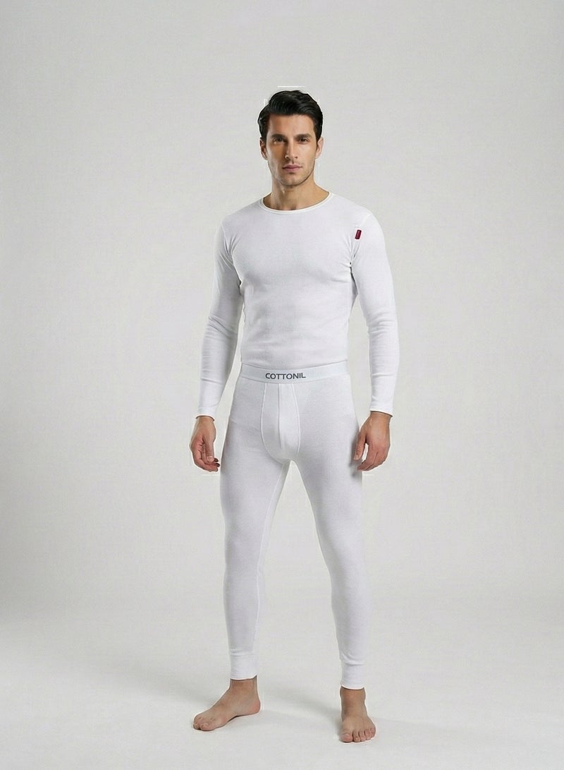 كوتونيل قطونيل طقم شتوي رجالي من قطعتين خامة قطن ليكرا فانلة بكم و بنطلون استريتش - Image 4