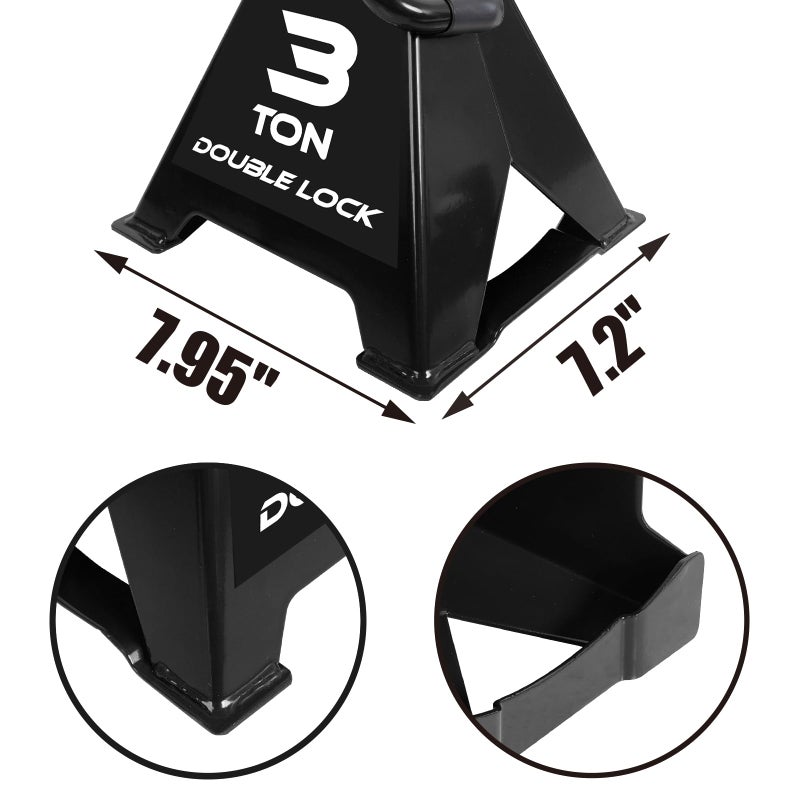 Torin AT43005AB Steel Heavy Duty Jack Stands: Double Locking Pins, 3 Ton (6,000 lb) Capacity, Black, 1 Pair (2 Pack) - Image 4