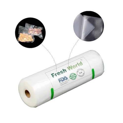 Fresh World Freshworld Vacuum Sealer Rolls 12cm x 5m (4" x 5m) | BPA Free Food Vacuum Seal Bags |Embossed Texture for Strong Suction |Airtight,Freezer Safe&Sous Vide Compatible |Reusable Food Storage Packing Roll - Image 1