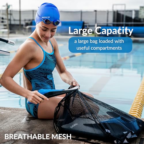Sporti Swim Mesh Bag – Breathable Drawstring Swim Gear Bag with Quick-Dry Mesh, Durable Toggle Closure, Spacious Storage for Pool, Beach & Gym – Ideal for Swimmers & Water Sports - Purple - Image 3
