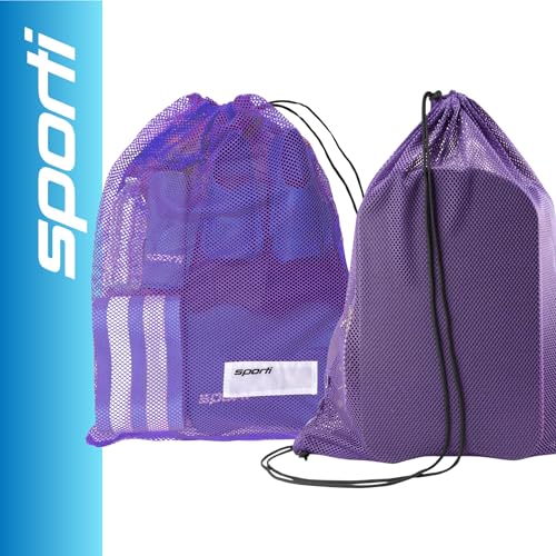 Sporti Swim Mesh Bag – Breathable Drawstring Swim Gear Bag with Quick-Dry Mesh, Durable Toggle Closure, Spacious Storage for Pool, Beach & Gym – Ideal for Swimmers & Water Sports - Purple - Image 2