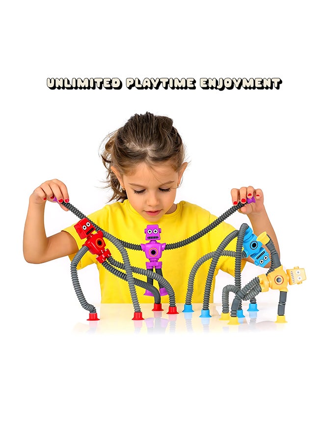 VIO 4 Pack Pop Tube Fidget Toys Colourful 4 PCS Mix Color Telescopic Suction Cup Robot Toy Goody Bags Fillers Kids Fun Activity Sensory Classroom Summer Fun Activity Toys Travel Toys for Toddlers Kids Boys Girls Ages 2 3 4 5 6 7 8 9 Year Old Airplane Activities Suction Toy Autism Stress Relief Autism Toys Stocking Basket Stuffer Birthday Gift for Kids Birthday Party Favors - Image 2