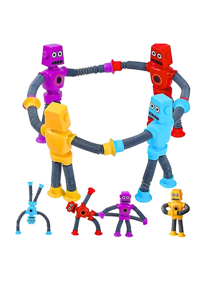 VIO 4 Pack Pop Tube Fidget Toys Colourful 4 PCS Mix Color Telescopic Suction Cup Robot Toy Goody Bags Fillers Kids Fun Activity Sensory Classroom Summer Fun Activity Toys Travel Toys for Toddlers Kids Boys Girls Ages 2 3 4 5 6 7 8 9 Year Old Airplane Activities Suction Toy Autism Stress Relief Autism Toys Stocking Basket Stuffer Birthday Gift for Kids Birthday Party Favors - Image 1