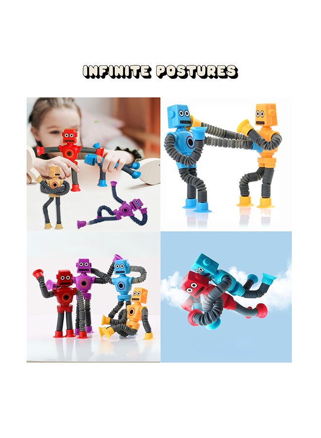 VIO 4 Pack Pop Tube Fidget Toys Colourful 4 PCS Mix Color Telescopic Suction Cup Robot Toy Goody Bags Fillers Kids Fun Activity Sensory Classroom Summer Fun Activity Toys Travel Toys for Toddlers Kids Boys Girls Ages 2 3 4 5 6 7 8 9 Year Old Airplane Activities Suction Toy Autism Stress Relief Autism Toys Stocking Basket Stuffer Birthday Gift for Kids Birthday Party Favors - Image 4